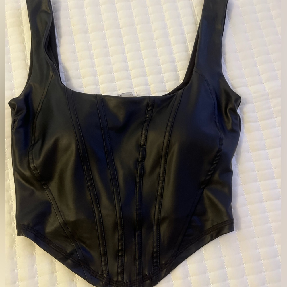 Forever 21 Black Faux Leather Top
